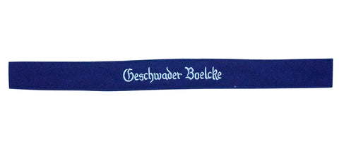 Premium WW2 Luftwaffe Geschwader Boelcke Ärmelband für Mannschaften replica – high-quality woven cuff title for enlisted ranks, not original, for reenactment and display