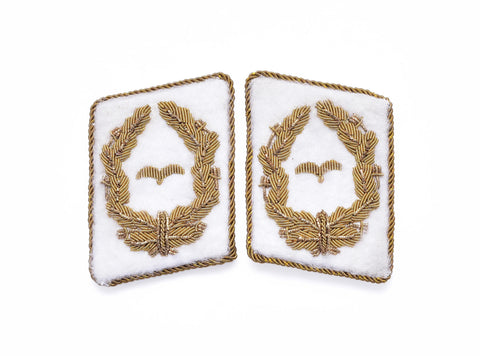 WH Luftwaffe Kragenspiegel Generalmajor Antik Optik collar tabs reproduction with antique finish embroidery for WW2 militaria collectors, reenactment uniforms, and historical displays