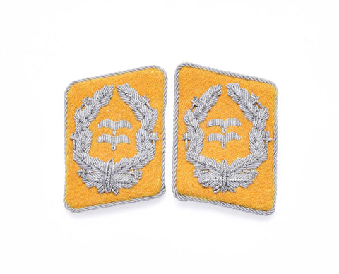 WH Luftwaffe Kragenspiegel Oberstleutnant Fliegertruppe collar tabs reproduction with embroidered Luftwaffe officer insignia for WW2 militaria collectors, reenactment uniforms, and historical displays