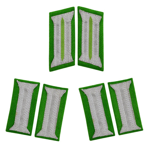 WW2 German Jäger Kragenspiegel and sleeve insignia set reproduction for light infantry parade uniform jacket, collectors, reenactment, and historical military display