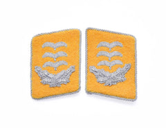 WW2 German Luftwaffe Hauptmann Fliegertruppe Kragenspiegel collar tabs reproduction with embroidered officer insignia for militaria collectors, reenactment uniforms, and historical military displays