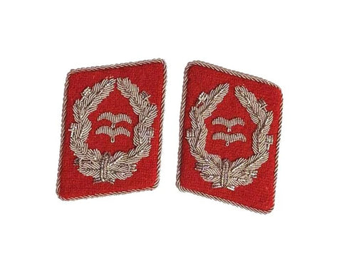 WW2 German Luftwaffe Oberstleutnant der Flakartillerie Kragenspiegel collar tabs reproduction with embroidered Flak officer insignia for collectors, reenactment uniforms, and historical military displays