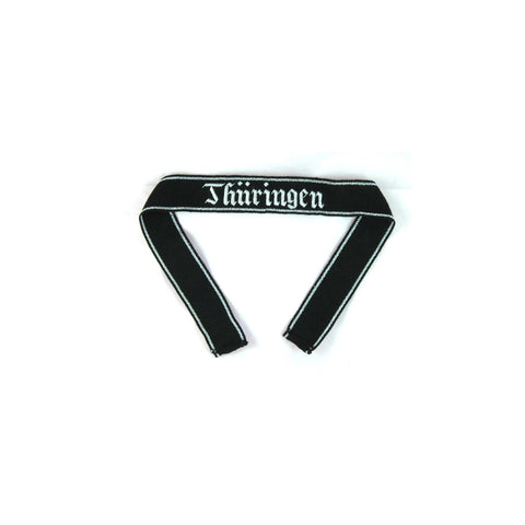 Premium elite hand embroidered Thüringen Ärmelband officer version repro – high-quality handgestickt cuff title for German officer uniforms, not original, for reenactment and display