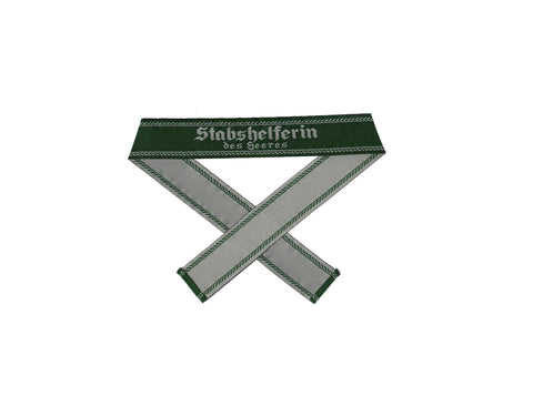 WW2 German Stabshelferin des Heeres green BEVO woven cuff title WH sleeve band reproduction militaria accessory