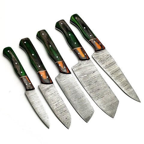 Custom Handmade Damascus BBQ / Kitchen Chef Knives set. Gift For Anniversary / Mother day Gift/ Gift For Everyone (CH-23)