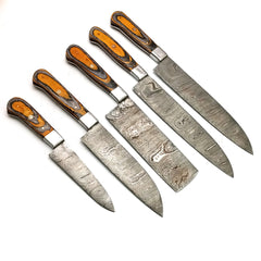 Custom Handmade Damascus BBQ / Kitchen Chef Knives set. Gift For Anniversary / Mother day Gift/ Gift For Everyone (CH-16)