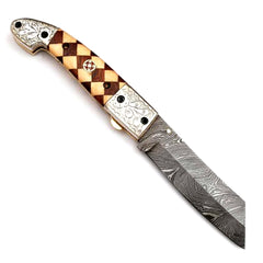 Custom Handmade Damascus Steel Pocket Knife Folding Knife Blade / Hunting / Camping (PK-03)
