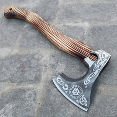 Custom Handmade Carbon Steel Viking Axes Wood Outdoor Engraved Camping Axe Gift idea (X-08)