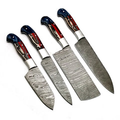 Custom Handmade Damascus BBQ / Kitchen Chef Knives set. Gift For Anniversary / Mother day Gift/ Gift For Everyone (CH-28)