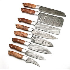 Custom Handmade Damascus BBQ / Kitchen Chef Knives set. Gift For Anniversary / Mother day Gift/ Gift For Everyone (CH-13)