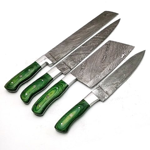 Custom Handmade Damascus BBQ / Kitchen Chef Knives set. Gift For Anniversary / Mother day Gift/ Gift For Everyone (CH-11)