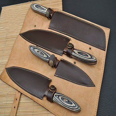Custom Handmade Damascus BBQ / Kitchen Chef Knives set. Gift For Anniversary / Mother day Gift/ Gift For Everyone (CH-43)