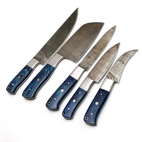 Custom Handmade Damascus BBQ / Kitchen Chef Knives set. Gift For Anniversary / Mother day Gift/ Gift For Everyone (CH-04)