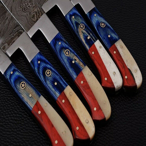 Custom Handmade Damascus BBQ / Kitchen Chef Knives set. Gift For Anniversary / Mother day Gift/ Gift For Everyone (CH-41)