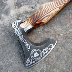 Custom Handmade Carbon Steel Viking Axes Wood Outdoor Engraved Camping Axe Gift idea (X-09)