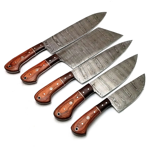 Custom Handmade Damascus BBQ / Kitchen Chef Knives set. Gift For Anniversary / Mother day Gift/ Gift For Everyone (CH-15)