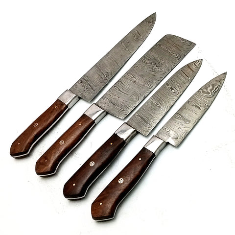 Custom Handmade Damascus BBQ / Kitchen Chef Knives set. Gift For Anniversary / Mother day Gift/ Gift For Everyone (CH-14)