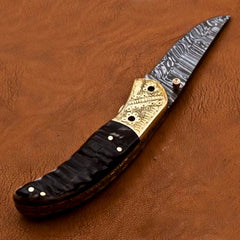 Custom Handmade Damascus Steel Pocket Knife Folding Knife Blade / Hunting / Camping (PK-04)