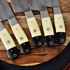 Custom Handmade Damascus BBQ / Kitchen Chef Knives set. Gift For Anniversary / Mother day Gift/ Gift For Everyone (CH-36)