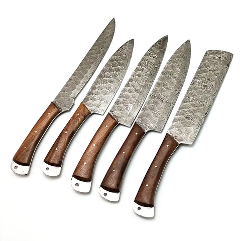 Custom Handmade Damascus BBQ / Kitchen Chef Knives set. Gift For Anniversary / Mother day Gift/ Gift For Everyone (CH-01)