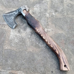 Custom Handmade Carbon Steel Viking Axes Wood Outdoor Engraved Camping Axe Gift idea (X-06)