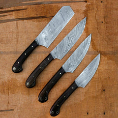 Custom Handmade Damascus BBQ / Kitchen Chef Knives set. Gift For Anniversary / Mother day Gift/ Gift For Everyone (CH-38)