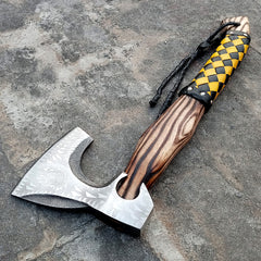 Custom Handmade Carbon Steel Viking Axes Wood Outdoor Engraved Camping Axe Gift idea (X-07)