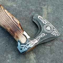 Custom Handmade Carbon Steel Viking Axes Wood Outdoor Engraved Camping Axe Gift idea (X-09)