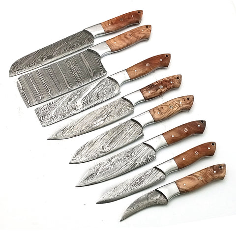 Custom Handmade Damascus BBQ / Kitchen Chef Knives set. Gift For Anniversary / Mother day Gift/ Gift For Everyone (CH-13)