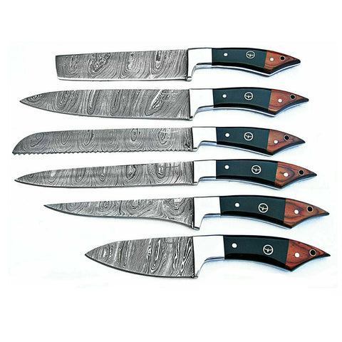 Custom Handmade Damascus BBQ / Kitchen Chef Knives set. Gift For Anniversary / Mother day Gift/ Gift For Everyone (CH-46)