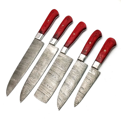 Custom Handmade Damascus BBQ / Kitchen Chef Knives set. Gift For Anniversary / Mother day Gift/ Gift For Everyone (CH-08)