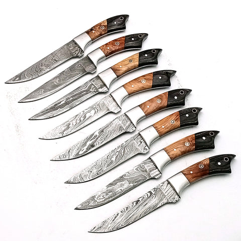 Custom Handmade Damascus BBQ / Kitchen Chef Knives set. Gift For Anniversary / Mother day Gift/ Gift For Everyone (CH-19)
