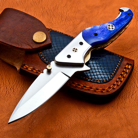 Custom Handmade Damascus Steel Pocket Knife Folding Knife Blade / Hunting / Camping (PK-05)