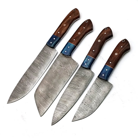 Custom Handmade Damascus BBQ / Kitchen Chef Knives set. Gift For Anniversary / Mother day Gift/ Gift For Everyone (CH-09)