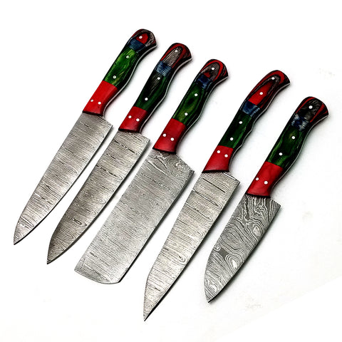 Custom Handmade Damascus BBQ / Kitchen Chef Knives set. Gift For Anniversary / Mother day Gift/ Gift For Everyone (CH-26)