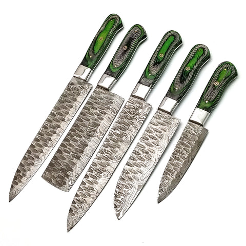 Custom Handmade Damascus BBQ / Kitchen Chef Knives set. Gift For Anniversary / Mother day Gift/ Gift For Everyone (CH-03)