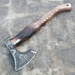 Custom Handmade Carbon Steel Viking Axes Wood Outdoor Engraved Camping Axe Gift idea (X-06)