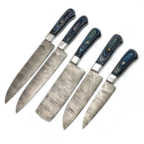 Custom Handmade Damascus BBQ / Kitchen Chef Knives set. Gift For Anniversary / Mother day Gift/ Gift For Everyone (CH-12)