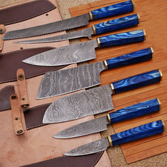 Custom Handmade Damascus BBQ / Kitchen Chef Knives set. Gift For Anniversary / Mother day Gift/ Gift For Everyone (CH-44)