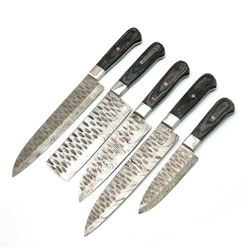 Custom Handmade Damascus BBQ / Kitchen Chef Knives set. Gift For Anniversary / Mother day Gift/ Gift For Everyone (CH-02)