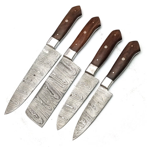 Custom Handmade Damascus BBQ / Kitchen Chef Knives set. Gift For Anniversary / Mother day Gift/ Gift For Everyone (CH-14)