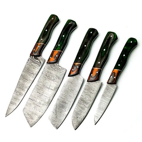 Custom Handmade Damascus BBQ / Kitchen Chef Knives set. Gift For Anniversary / Mother day Gift/ Gift For Everyone (CH-23)