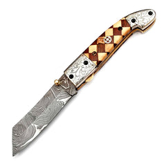 Custom Handmade Damascus Steel Pocket Knife Folding Knife Blade / Hunting / Camping (PK-03)