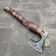 Custom Handmade Carbon Steel Viking Axes Rose Wood Outdoor Engraved Camping Axe Gift idea (X-02)