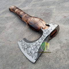 Custom Handmade Carbon Steel Viking Axes Rose Wood Outdoor Engraved Camping Axe Gift idea (X-02)