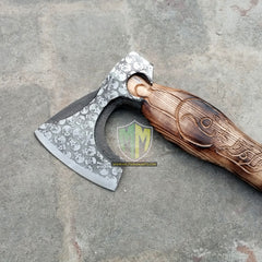 Custom Handmade Carbon Steel Viking Axes Rose Wood Outdoor Engraved Camping Axe Gift idea (X-02)