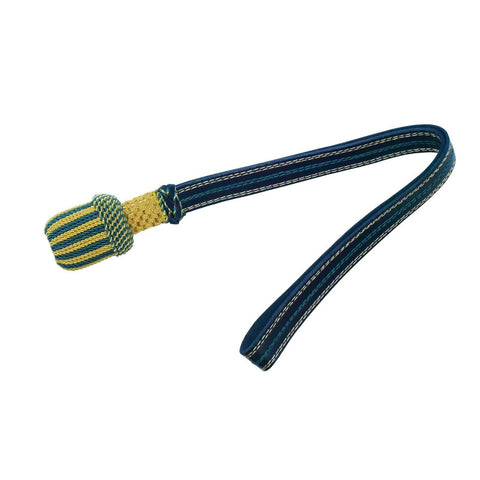 gold/green portepee with leather strap knot - oval tassel (large version)